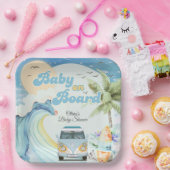 ベビーオンボードレトロサーフィンビーチベビーシャワー ペーパープレート (パーティー)