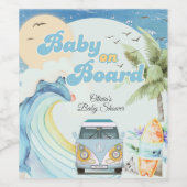 ベビーオンボードレトロサーフィンビーチベビーシャワー ワインラベル (シングルラベル)