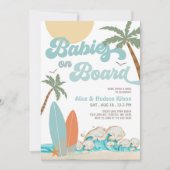 ベビーオンボード振りかけるサーフサーフィンベビーシャワー 招待状 (正面)