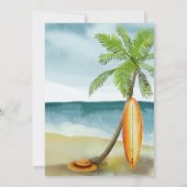 ベビーオンボード水彩サーフィンビーチベビーシャワー 招待状 (裏面)