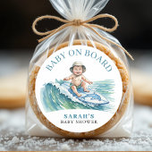 ベビーオンボード水彩サーフィンベビーシャワー ラウンドシール