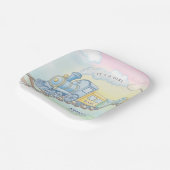 ベビーオンボード水彩列車ベビーシャワー ペーパープレート (傾斜あり)