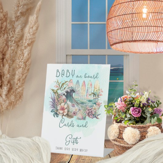 ベビーオンボード熱帯サーフィンカードとギフト 台座サイン