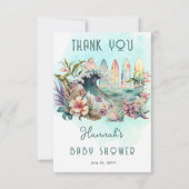 ベビーオンボード熱帯サーフィンフローラベビーシャワー サンキューカード (正面)