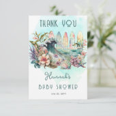 ベビーオンボード熱帯サーフィンフローラベビーシャワー サンキューカード (スタンド正面)