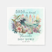 ベビーオンボード熱帯サーフィンフローラベビーシャワー スタンダードカクテルナプキン (正面)