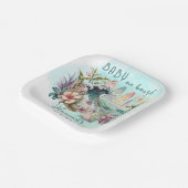 ベビーオンボード熱帯サーフィンフローラベビーシャワー ペーパープレート (傾斜あり)