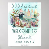 ベビーオンボード熱帯サーフィンフローラベビーシャワー ポスター (正面)