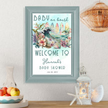 ベビーオンボード熱帯サーフィンフローラベビーシャワー