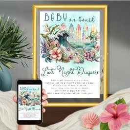 ベビーオンボード熱帯サーフィン深夜おむつ ポスター