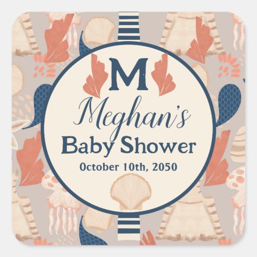 ベビーオンボード航海のベビーシャワー スクエアシール (正面)