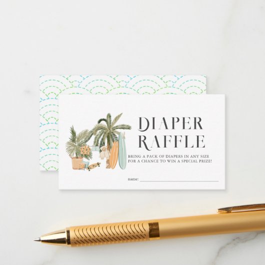 ベビーオンボード赤ちゃんシャワーおむつラッフルチケット エンクロージャーカード (正面/裏面インサイチュ)