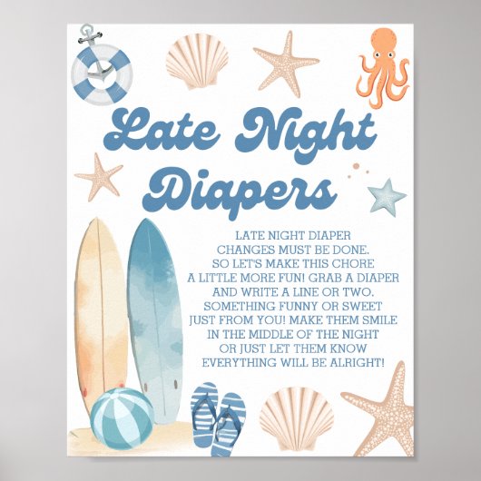 ベビーオンボード赤ちゃんシャワー深夜おむつゲーム ポスター (正面)