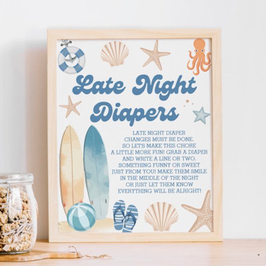 ベビーオンボード赤ちゃんシャワー深夜おむつゲーム ポスター