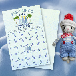 ベビーオンボード青い男の子の赤ちゃんシャワーベビービンゴゲーム チラシ