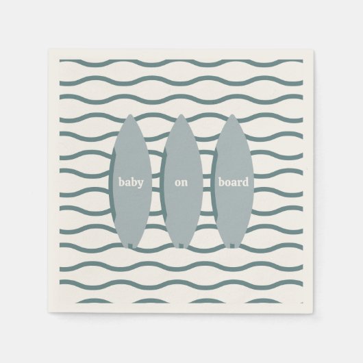 "ベビーオンボード"サーフィンベビーシャワー海テーマ スタンダードカクテルナプキン (正面)