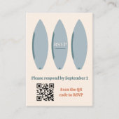 「ベビーオンボード」ビーチサーフィンベビーシャワーRSVP エンクロージャーカード (正面)