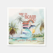 ベビーオンボード |レトロサマーサーフベビーシャワー スタンダードカクテルナプキン (正面)