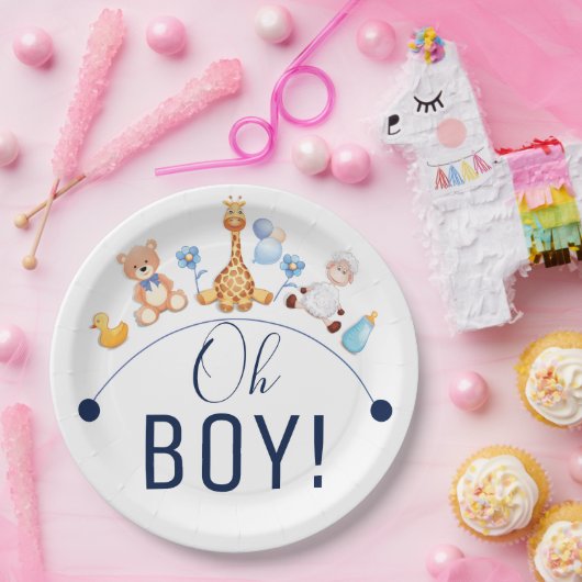 ベビーオ男の子の漫画の動物のデザイン ペーパープレート (パーティー)
