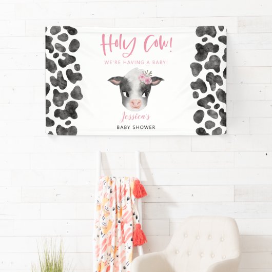 ベビーカウガールベビーシャワーバナー 横断幕 (インサイチュ)