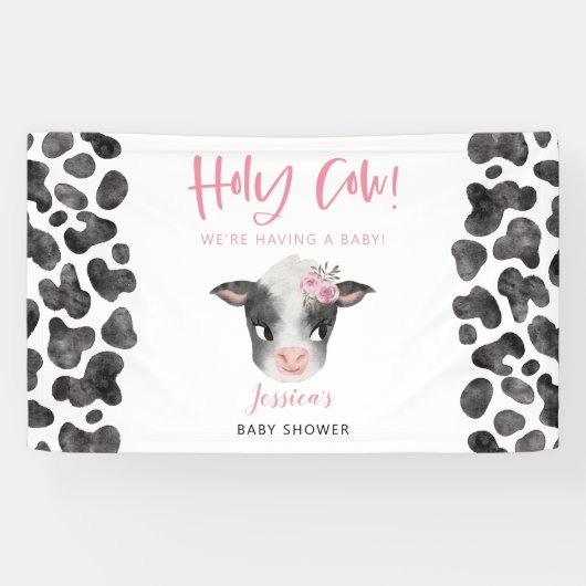 ベビーカウガールベビーシャワーバナー 横断幕 (横)