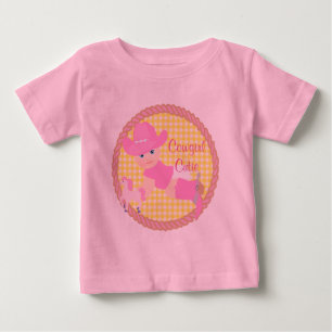 ベビーカウガール ピンクハット ブーツと馬のチュチュ ベビーTシャツ