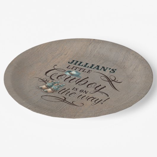 ベビーカウボーイが赤ちゃんシャワーを浴びる ペーパープレート (アングル)