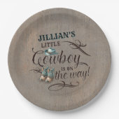 ベビーカウボーイが赤ちゃんシャワーを浴びる ペーパープレート (正面)