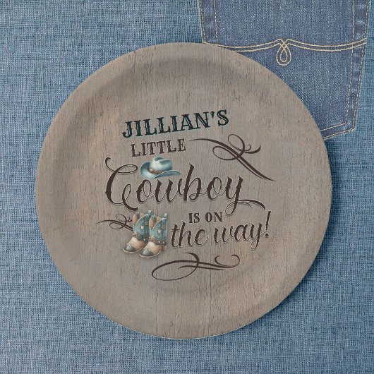 ベビーカウボーイが赤ちゃんシャワーを浴びる ペーパープレート