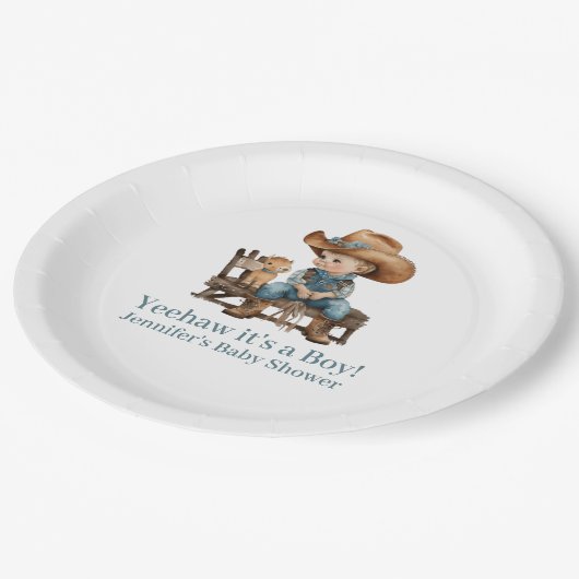 ベビーカウボーイベビーシャワー ペーパープレート (アングル)