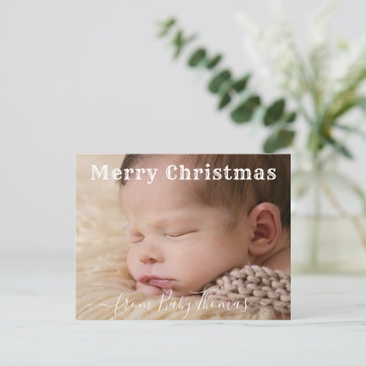 ベビーカスタムから写真と名前メリークリスマス シーズンカード (スタンド正面)
