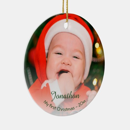ベビーカスタムの初めてのクリスマス2023フォトホリデー セラミックオーナメント (右)