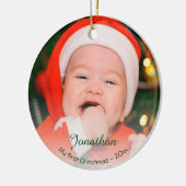 ベビーカスタムの初めてのクリスマス2023フォトホリデー セラミックオーナメント (左)