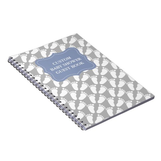 ベビーカスタムの足跡を持つバビシャワーのゲストブック ノートブック (右側)