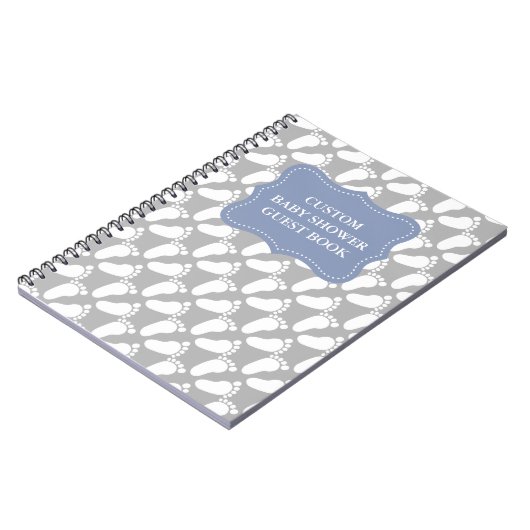ベビーカスタムの足跡を持つバビシャワーのゲストブック ノートブック (左側)
