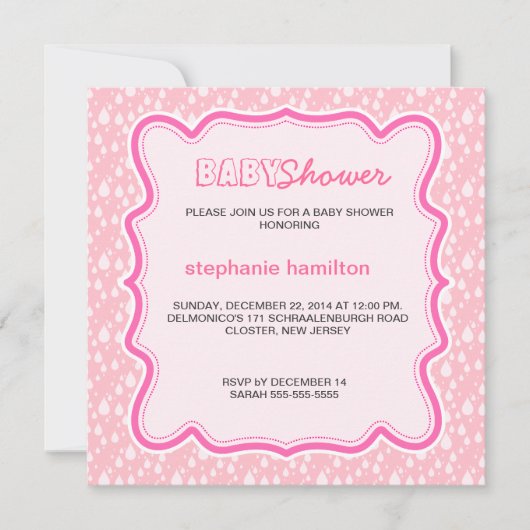 ベビーカスタムガールシャワーを浴びる 招待状 (正面)