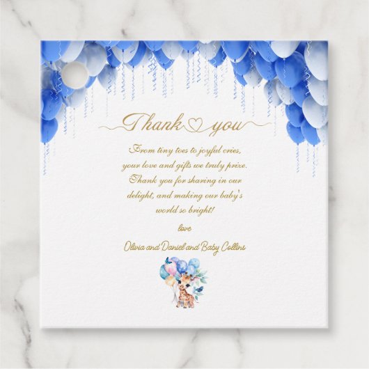 ベビーカスタムキリン赤ちゃんシャワー フェイバータグ (正面)