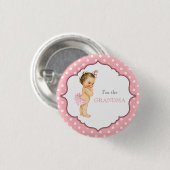 ベビーカスタムシャワーパーティーピンクおばあちゃん 缶バッジ (正面&裏面)