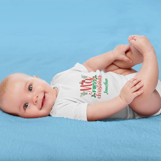 ベビーカスタムズ初めてのクリスマスホリーサンタクロー ベビーボディスーツ