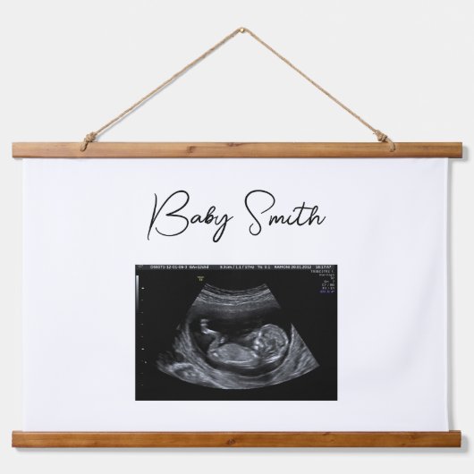 ベビーカスタムソノグラム超音波木材トッピング 吊り下げ型タペストリー (正面)