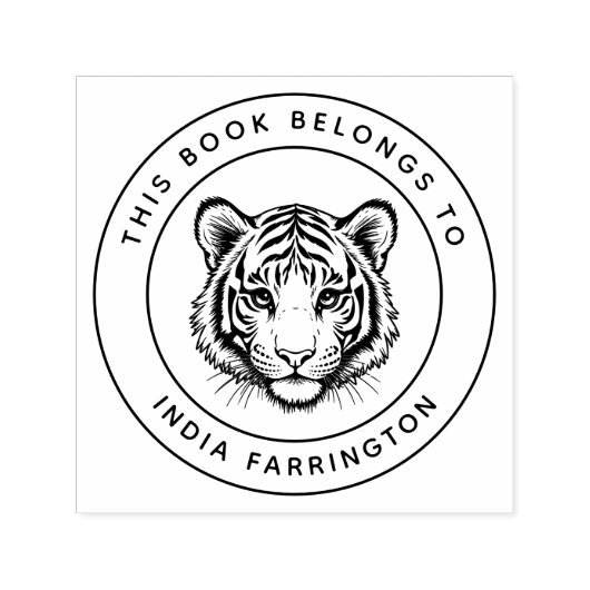 ベビーカスタムタイガーこの本は子供の名前に属している セルフインキングスタンプ (デザイン)