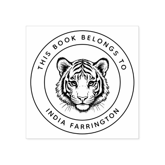 ベビーカスタムタイガーこの本は子供の名前に属している ラバースタンプ (インプリント)