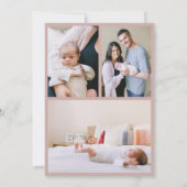 ベビーカスタムダスティピンクボウウェーブボホコラージュ誕生 案内状 (裏面)