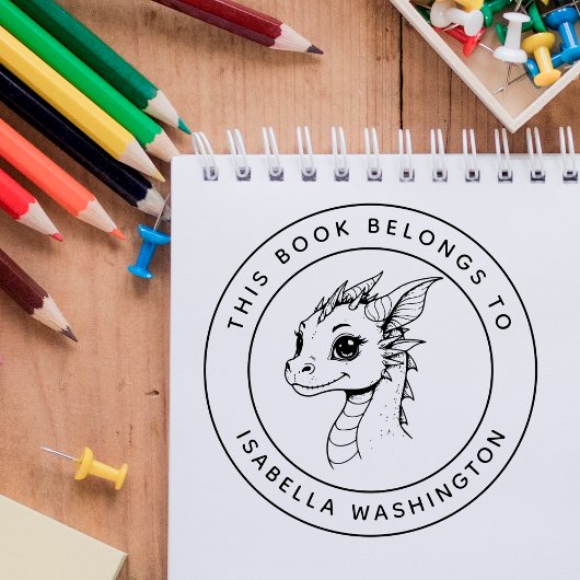 ベビーカスタムドラゴンこの本はキッドの名前だ ラバースタンプ