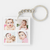 ベビーカスタムファミリー写真丁合ホワイト4枚 キーホルダー (裏面)