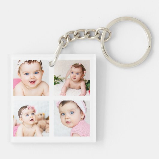 ベビーカスタムファミリー写真丁合ホワイト4枚 キーホルダー (裏面)