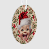 ベビーカスタムファースト顔サンタハットクリスマスフォト オーナメント (正面)