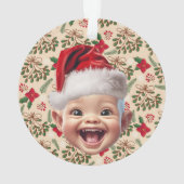 ベビーカスタムファースト顔サンタハットクリスマスフォト オーナメント (裏面)