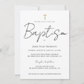 ベビーカスタムフォトバプテスマ金ゴールドクロスシック 招待状 (裏面)