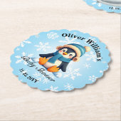 ベビーカスタムペンギンベイビーシャワー紙コースター ペーパーコースター (アングル)